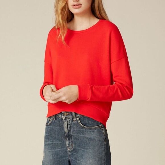 NEW ME+EM 100% Cotton Curved Hem Poppy Red Crew Sweatshirt Sz 16 - Picture 1 of 9